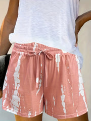  Tie Dye Stripe Print Elastic Waist Shorts with Pockets