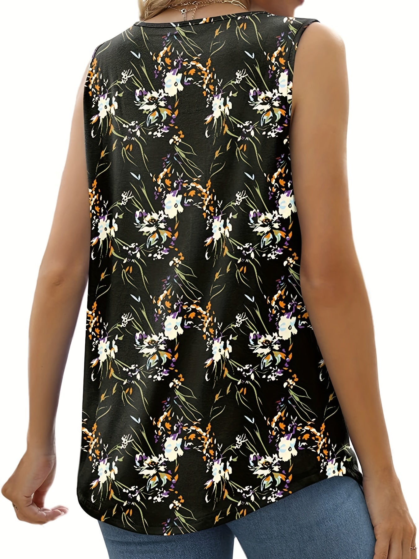 Floral Print Square Neck Tank Top
