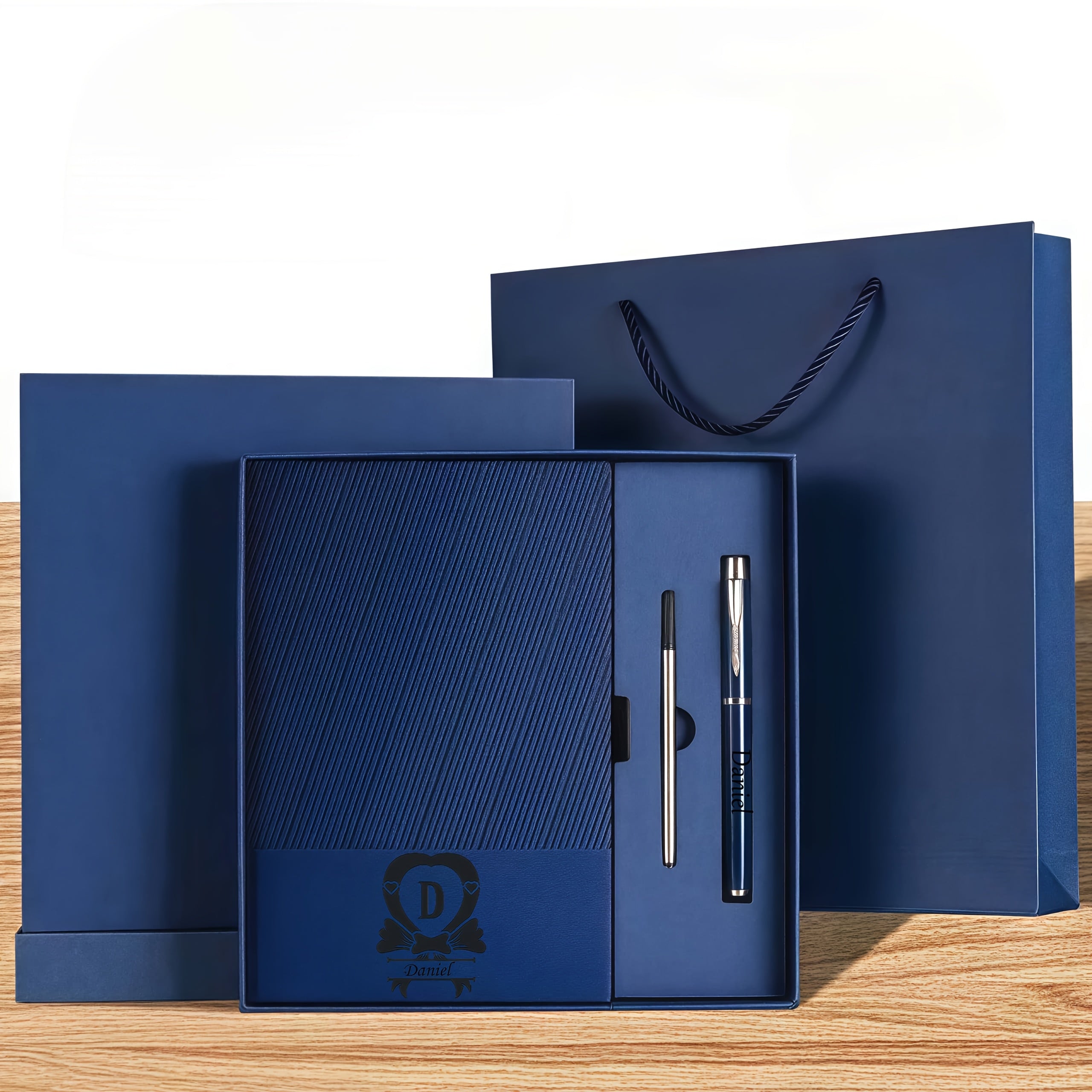 Personalized A5 Notebook Set with Pen Red Faux Leather Journal