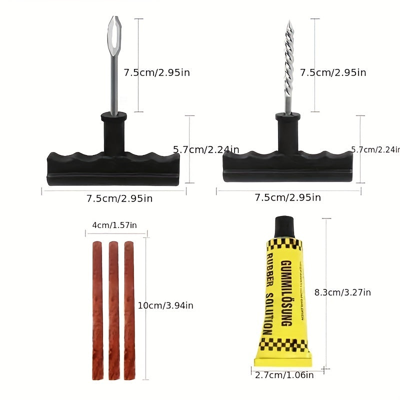 28pcs Tire Repair Tool Set For Tubeless Tyre Puncture Quick Repairing Kit