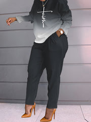 Women's Plus Letter & Ombre Print 2-Piece Set
