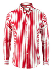 Men's Vertical Striped Button Up Shirt for Business Occasion