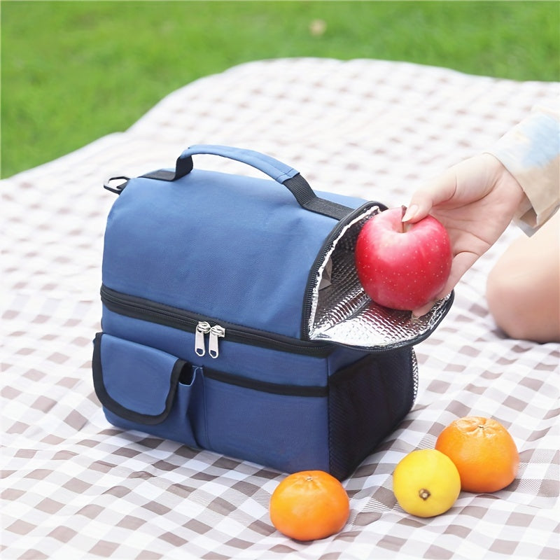 Double Layer Insulated Lunch Bag Aluminum Foil Leakproof Waterproof