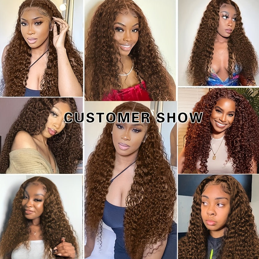 Brown Kinky Curly 13x4 Lace Frontal Human Hair Wig