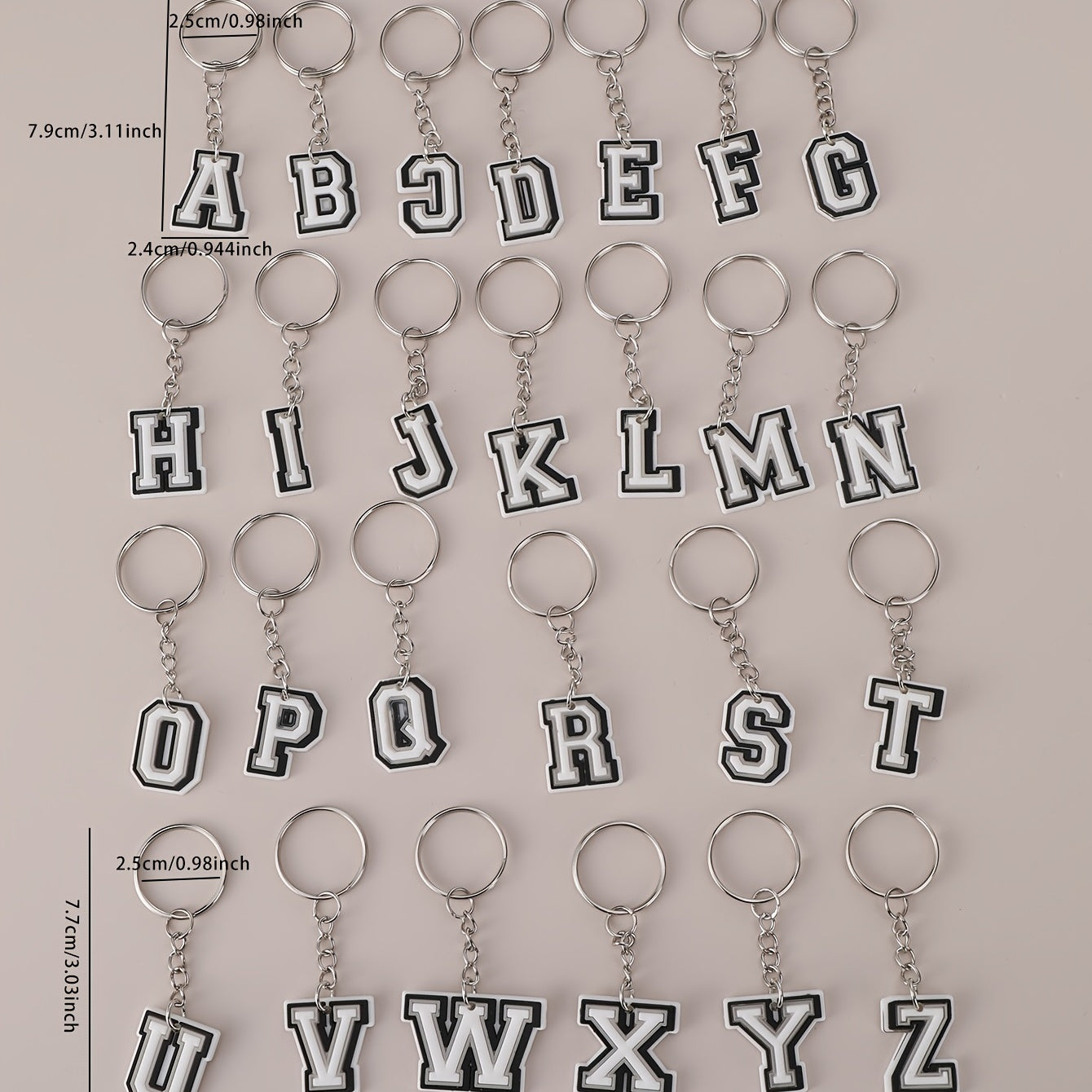 26pcs Letter Keychain Pendant Bag Keyring Charm Accessories