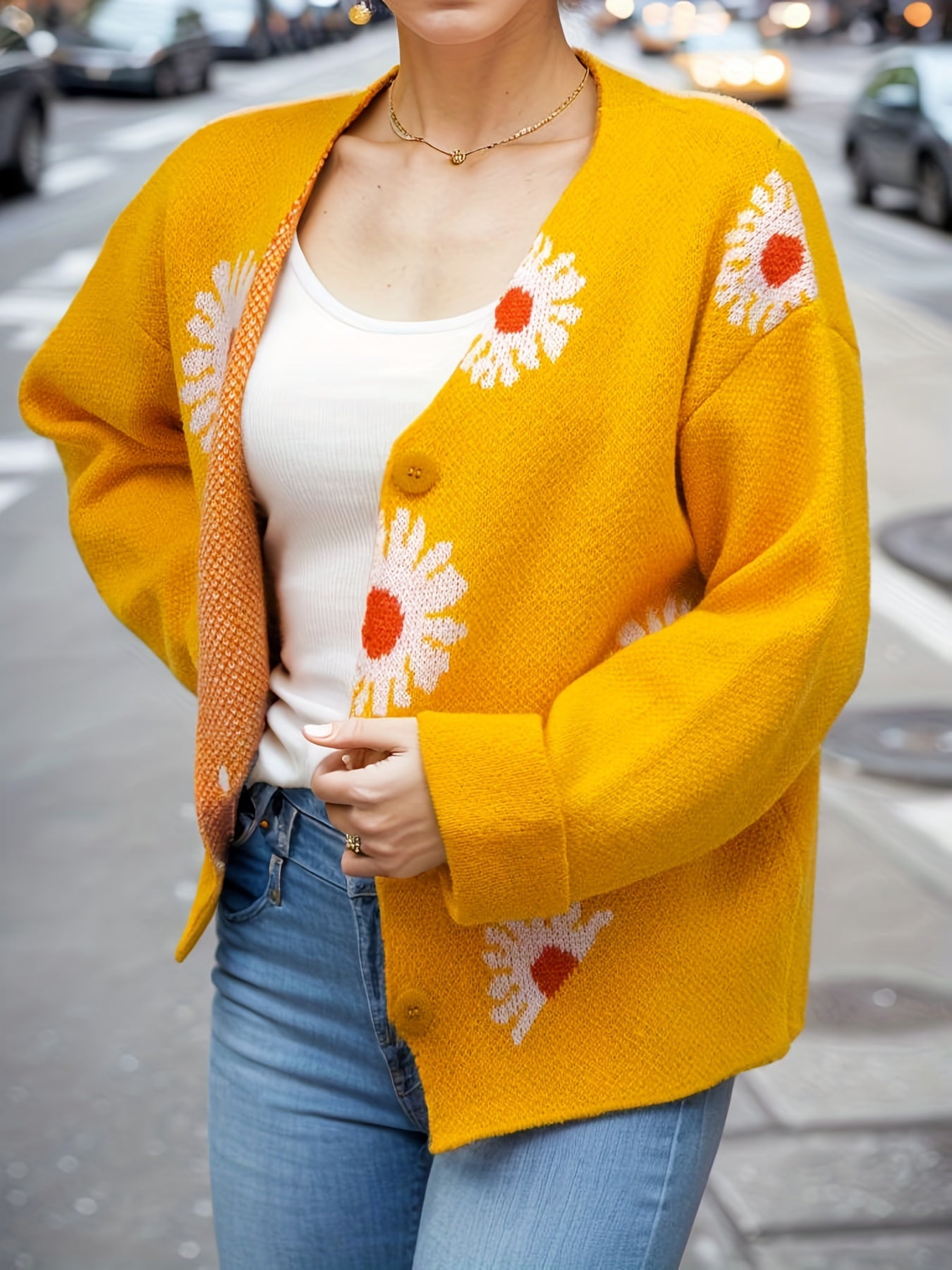  Floral Print Long Sleeve Cardigan