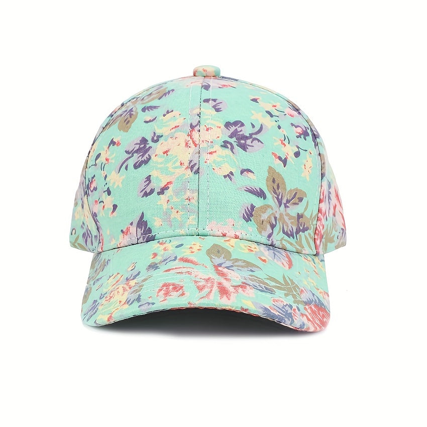 Flower Print Baseball Cap Sunscreen Dad Hat Outdoor Sun Hats Women