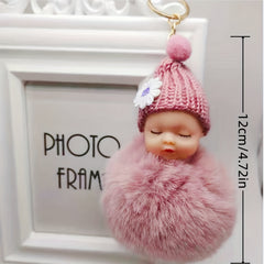 Cute Wool Hat Doll Plush Key Chain Car Pendant