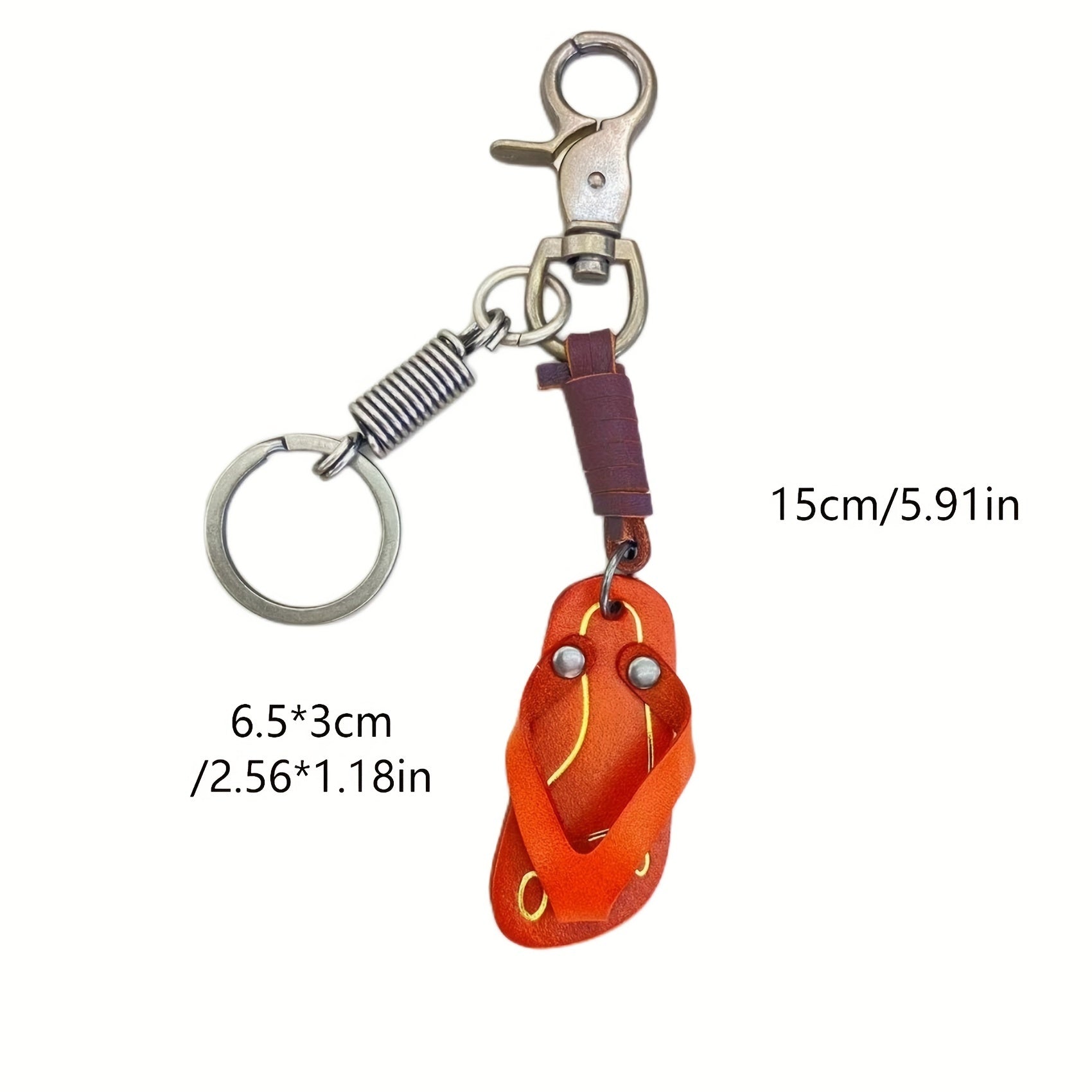 Retro Slipper Keychain Vintage PU Leather Bag Charm Car Ornament Friends Gift
