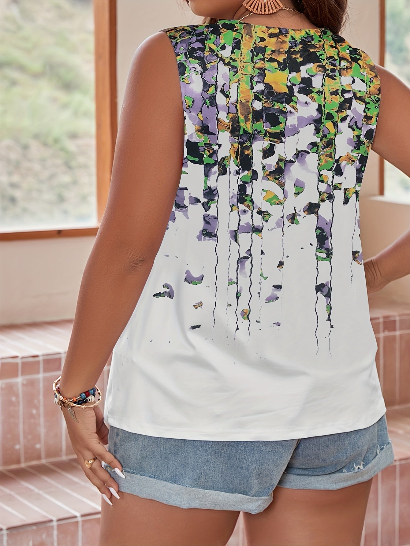  Painting Print V Neck Tank Top
