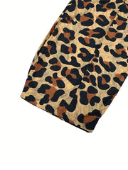Plus Leopard Print Wide Leg Trousers