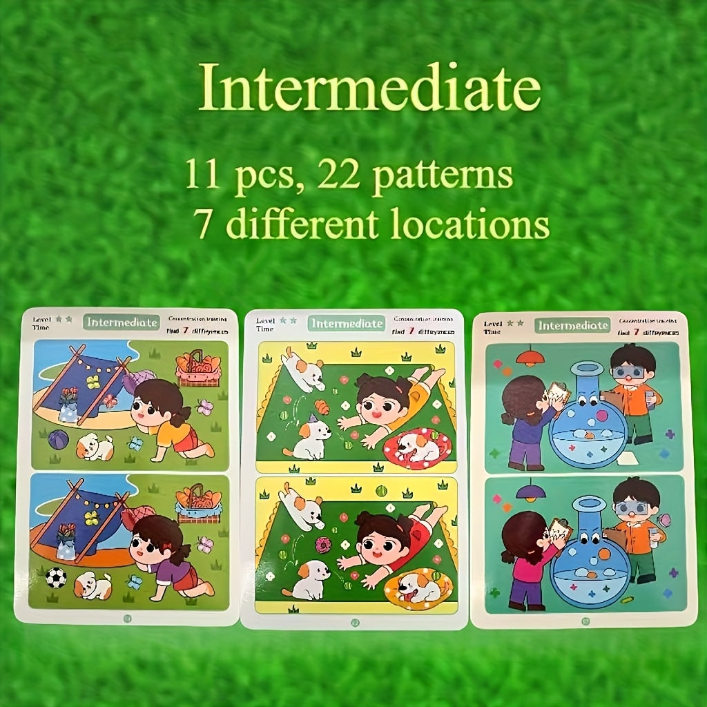 Spot The Difference Game Flashcards for Kids with Wipeable Board