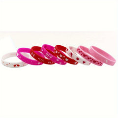8pcs Love Pattern Silicone Bracelet Holiday Party Gift