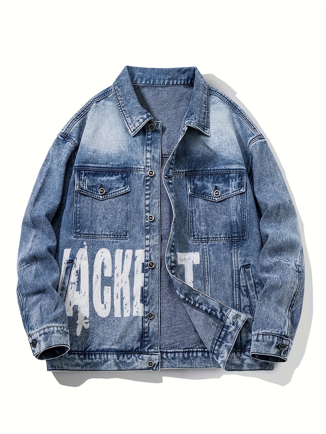 Vintage Distressed Denim Jacket Men's Casual Coat
