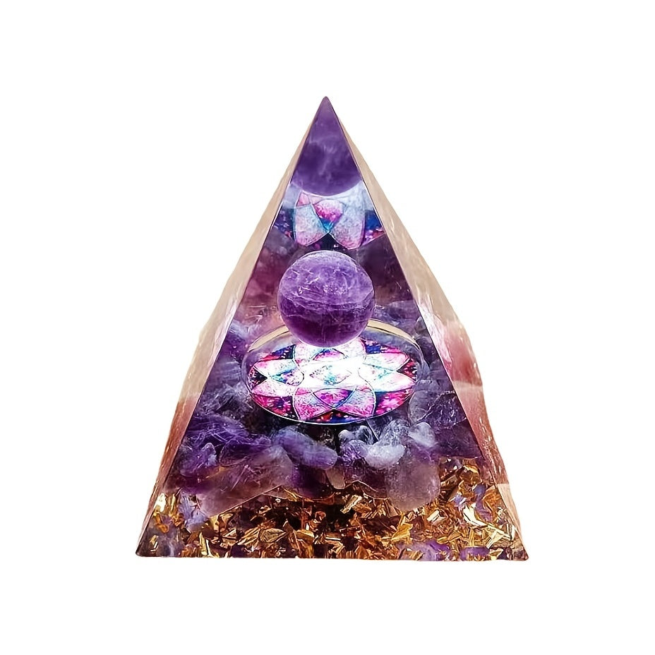 Orgone Pyramid With Amethyst Crystal Ball