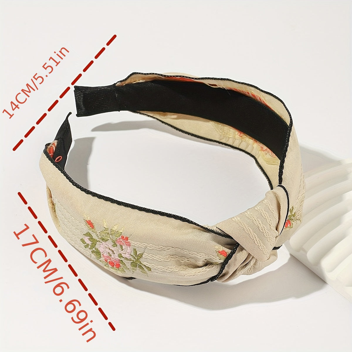 Chinese Style Flower Embroidery Headband Wide Head Hoop Hair Band