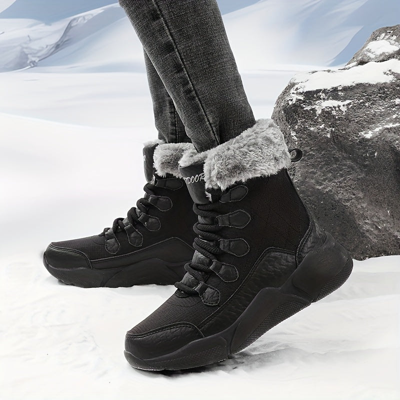 Women's Solid Snow Boots Warm Platform Comfortable Walking Shoes