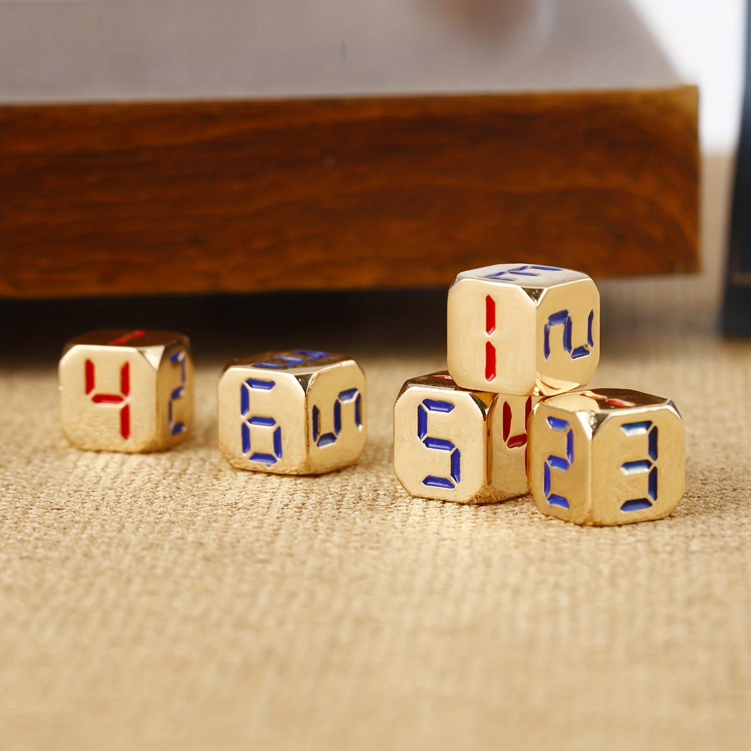 0.5in 6-Sided Arabic Numeral Metal Dice for Farkle Mahjong Game Golden Bronze