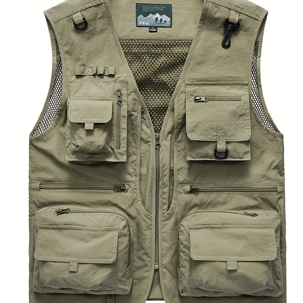 Men's Breathable Mesh Zip Up Cargo Vest for Fishing Hiking Trekking