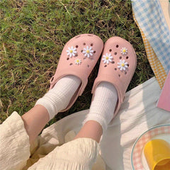 6pcs Daisy Shoe Charms For Clogs Sandals Cute Shoes Decor For Girls Ladies