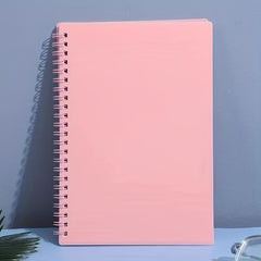 1pc A5 Spiral Notebook Plastic Hardcover 8mm Ruled 358 Sheets Light Pink/Green