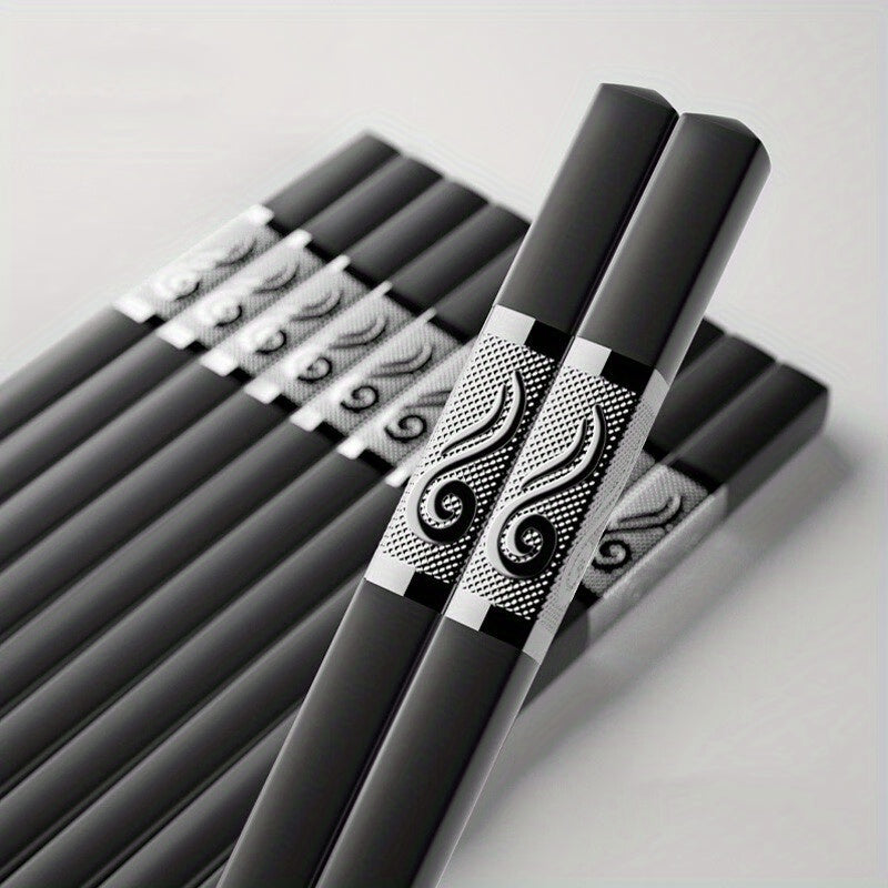 5 Pairs Alloy Chopsticks Reusable High-End Chinese Food Tableware