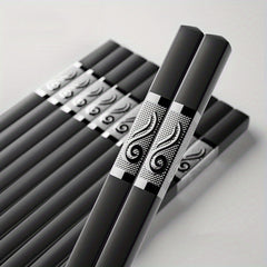 5 Pairs Alloy Chopsticks Reusable High-End Chinese Food Tableware
