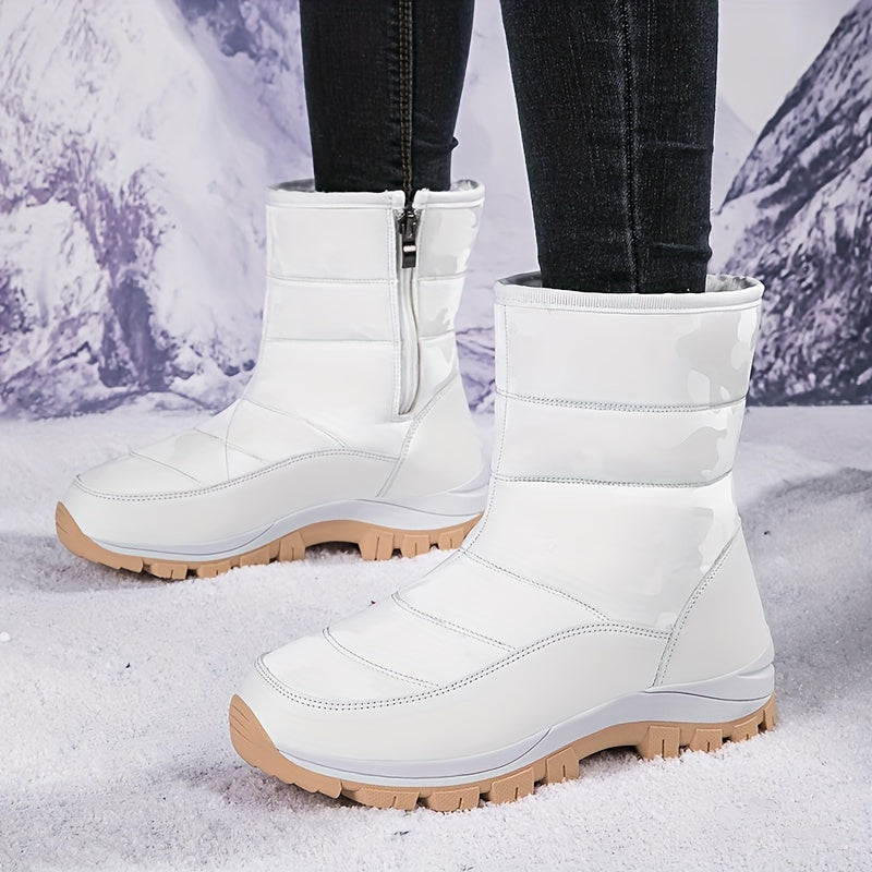 Women's Non-slip Zip Snow Boots Winter High Top Hiking