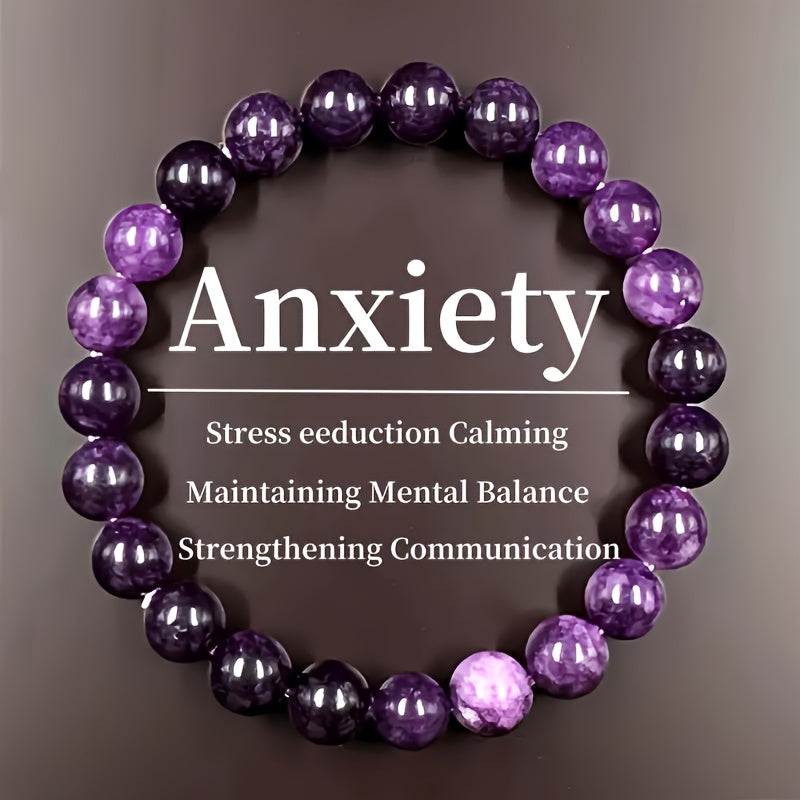Purple Crystal Gemstone Elastic Bracelet for Relaxation and Meditation