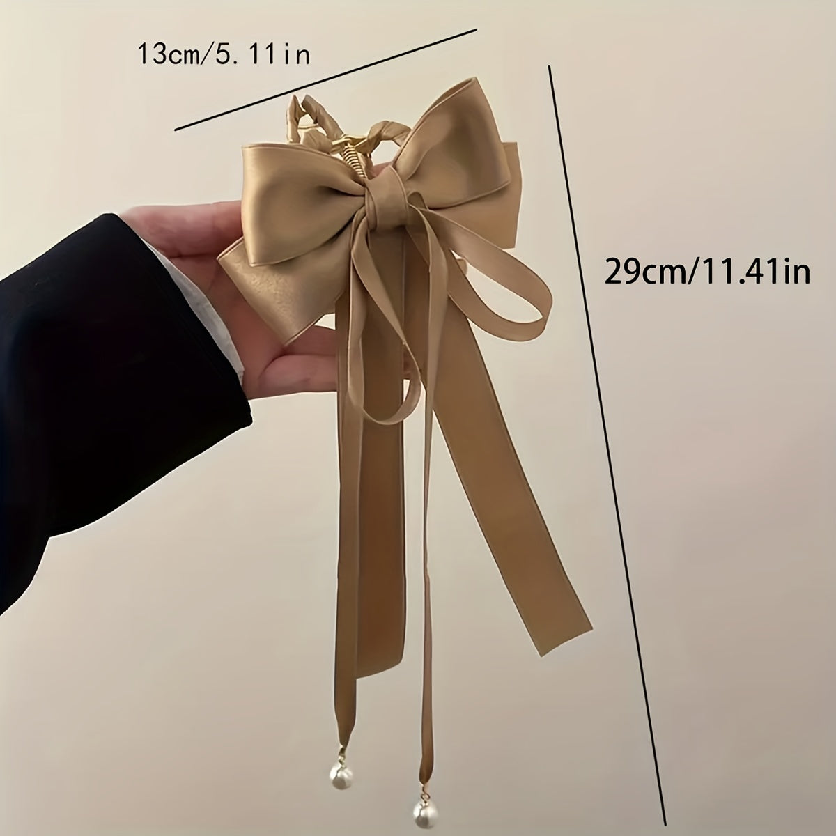 Retro Bowknot Ribbon Pearl Hair Claw Hair Clip Hair Accessories