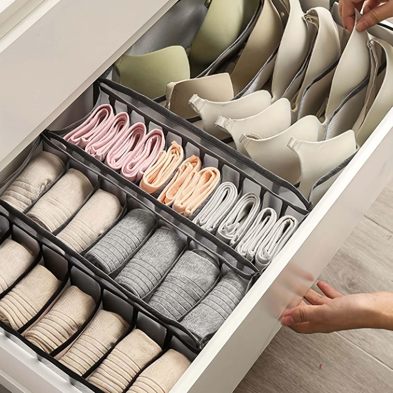 3pcs Fabric Underwear Storage Boxes Clothes Organizer Drawers