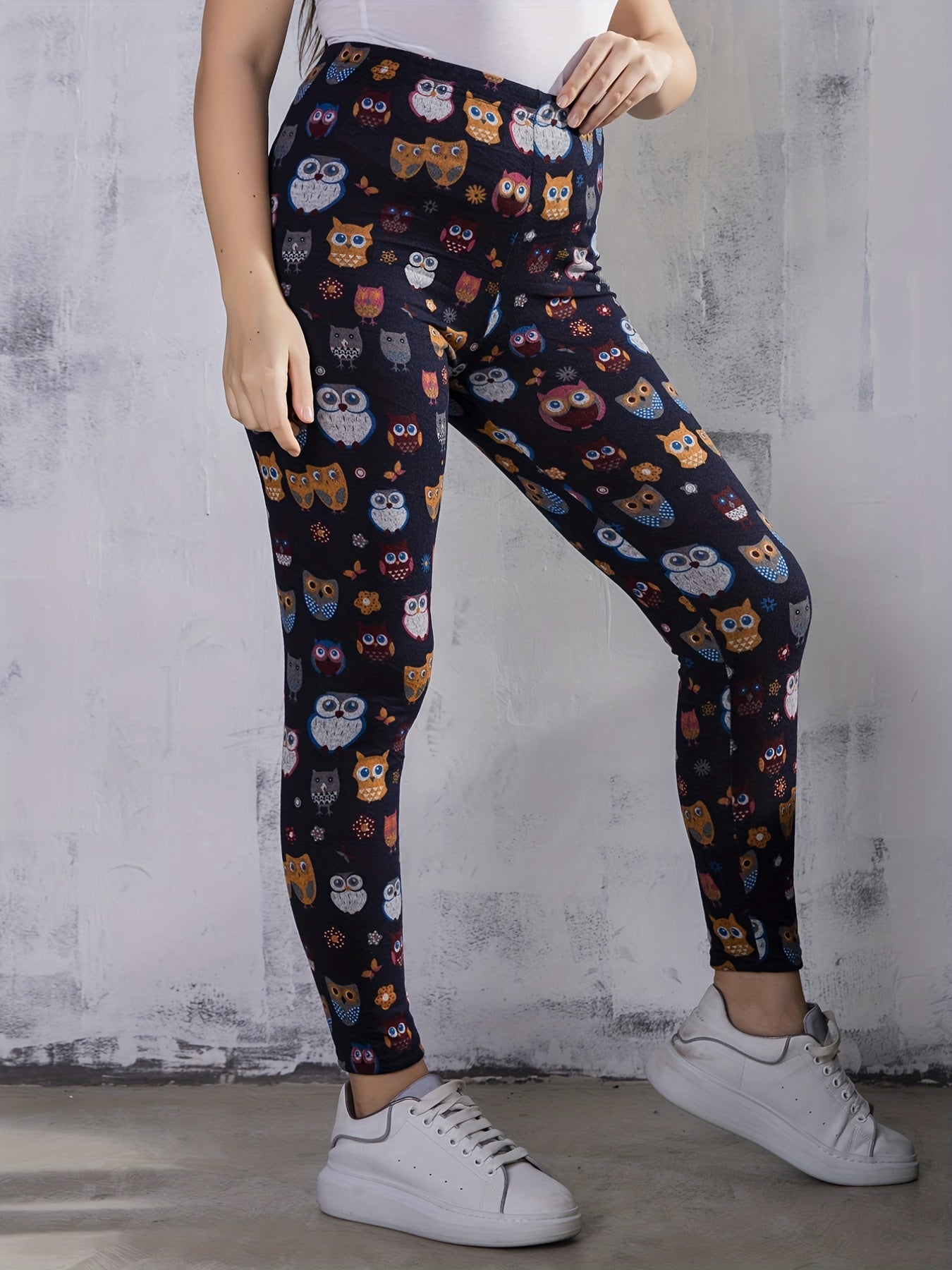  Owl Print High Rise Leggings