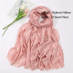 Rhinestone Decorated Breathable Scarf Sunscreen Wrap Inelastic Shawl