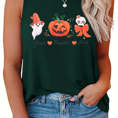  Halloween Tank Top Women's Plus Round Neck Vest Top
