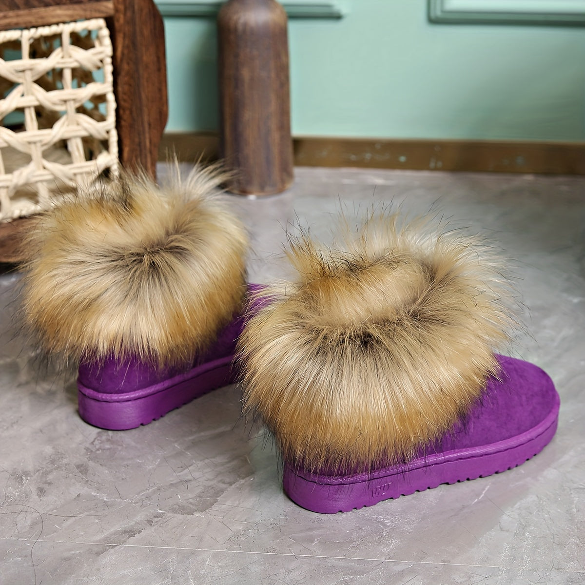 Women's Faux Fur Lined Thermal Snow Boots Non Slip Winter Warm Shoes
