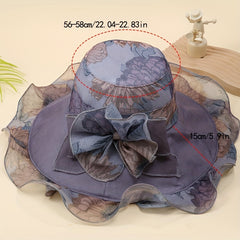 Vintage Flower Print Sun Hat Wide Brim Sunscreen Bucket Hat Lightweight Beach
