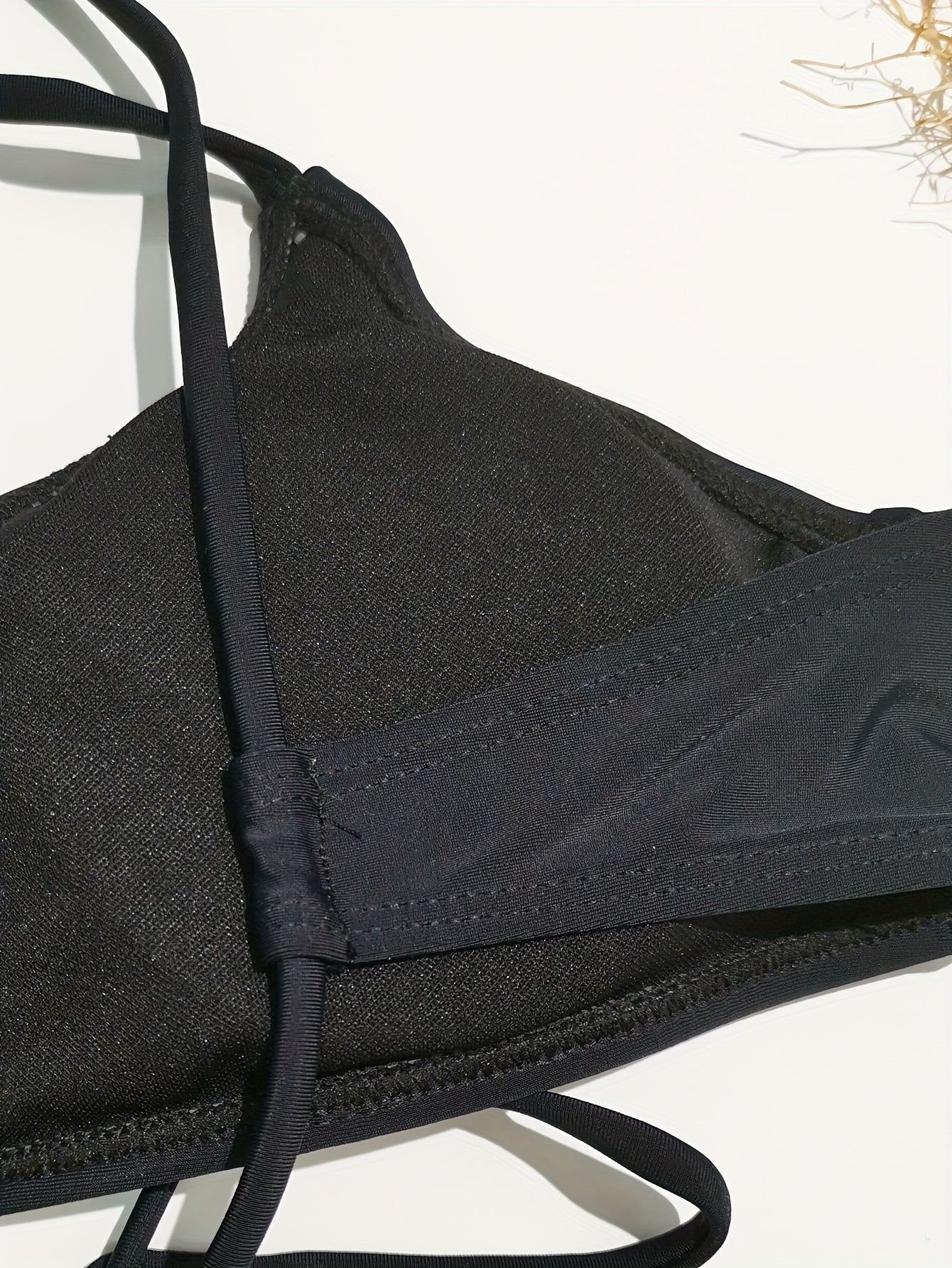 Criss Cross Strappy Back High Cut Black Bikini Set