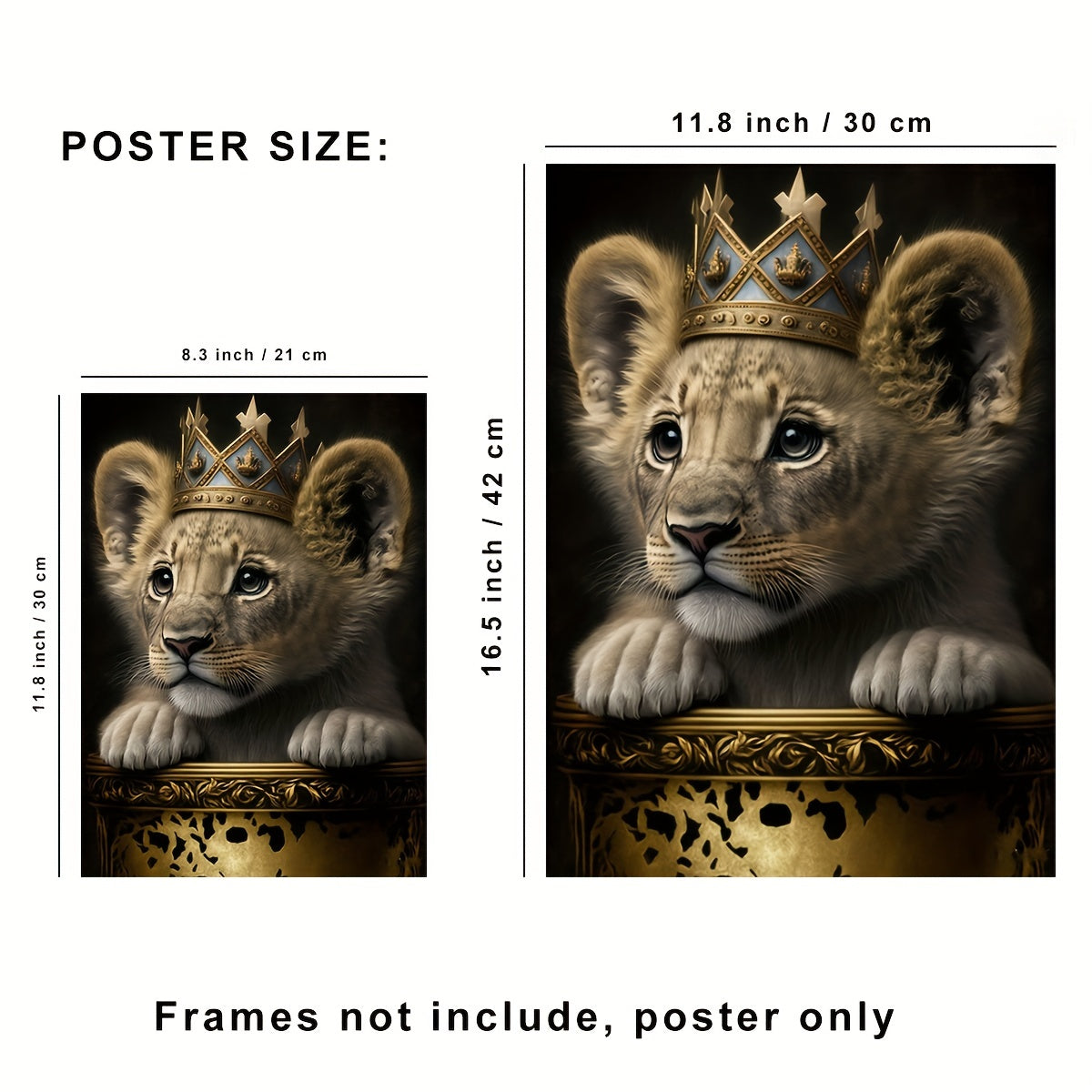Baby Lion with Crown Wall Stickers Self-adhesive Waterproof Home Decor