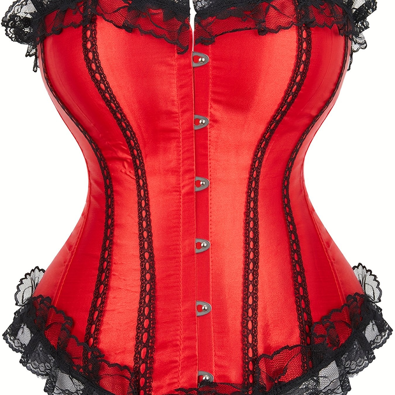 Floral Jacquard Mesh Ruffle Trim Underbust Corset