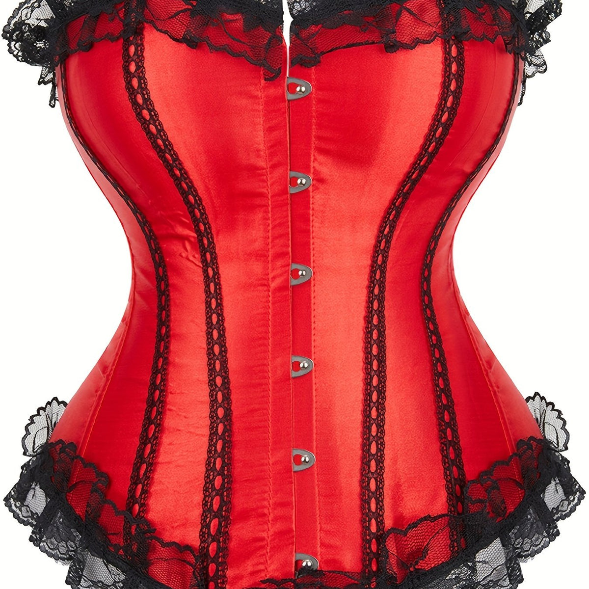 Floral Jacquard Mesh Ruffle Trim Underbust Corset