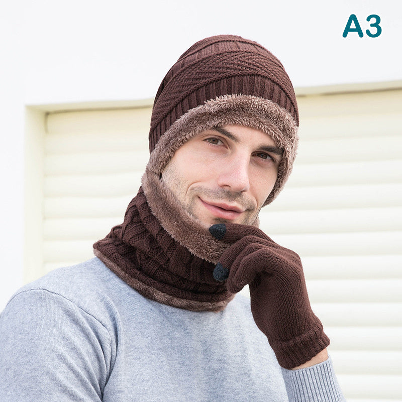Winter Warm Hats & Scarf Set Pompom Cap Windproof Beanie