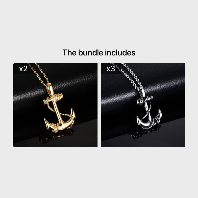 Men's Stainless Steel Anchor Pendant Necklace Pirates Of The Caribbean