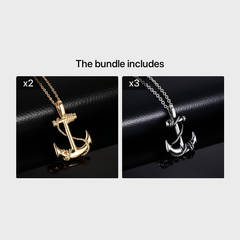 Men's Stainless Steel Anchor Pendant Necklace Pirates Of The Caribbean