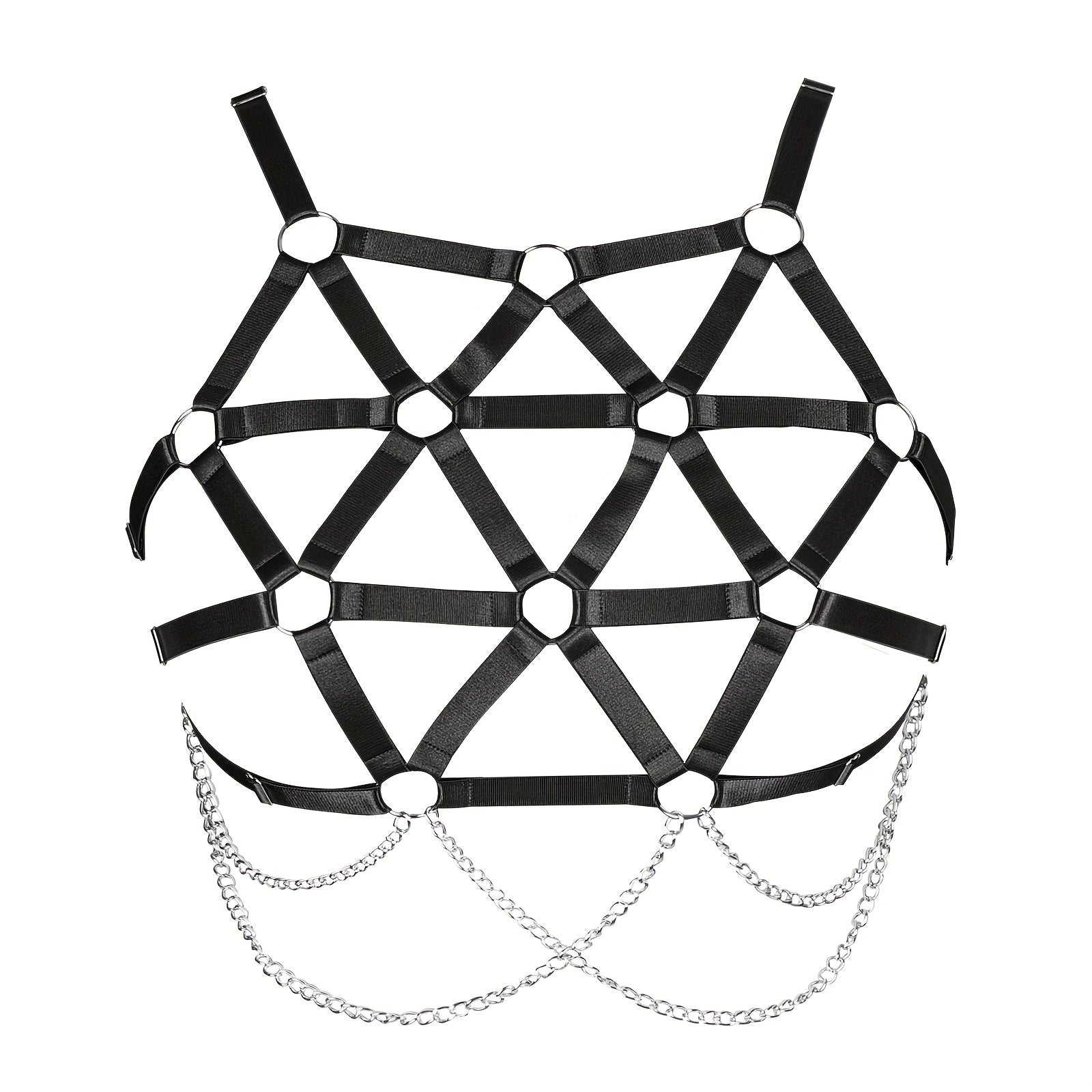 Geometric Hollow Out Harness Bra Gothic Chain Suspenders