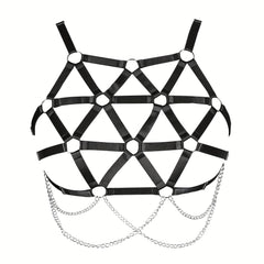 Geometric Hollow Out Harness Bra Gothic Chain Suspenders