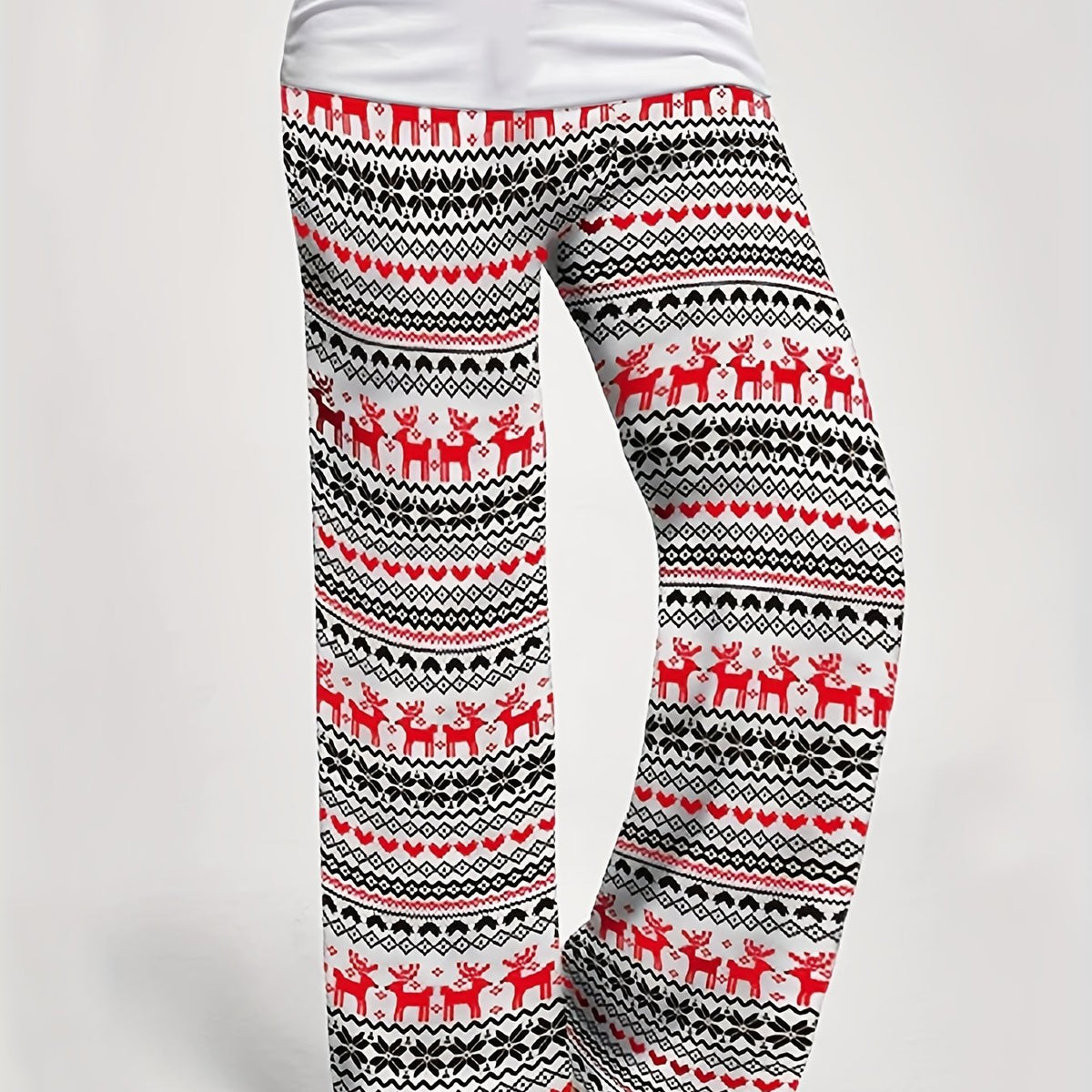  Christmas Casual Pants Women's Plus Wide Leg Trousers
