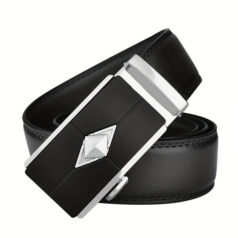 Men's Leather Belt Automatic Buckle Business Suit Waist Strap