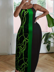  V Neck High Stretch Maxi Cami Dress