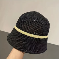Breathable Crochet Sun Hat Casual Outdoor Bucket Hat for Women