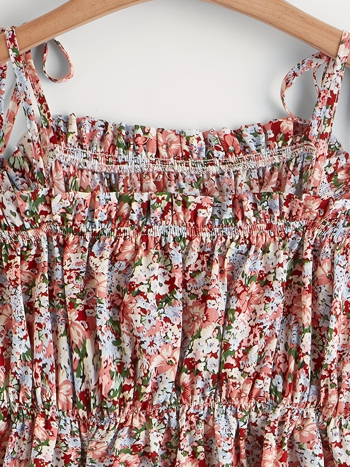 Boho Cami Top Women's Plus Floral Print Tie Shoulder Cami Top